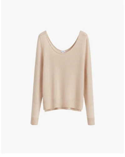Single Origin Cashmere Scoop Neck Sweater Beige