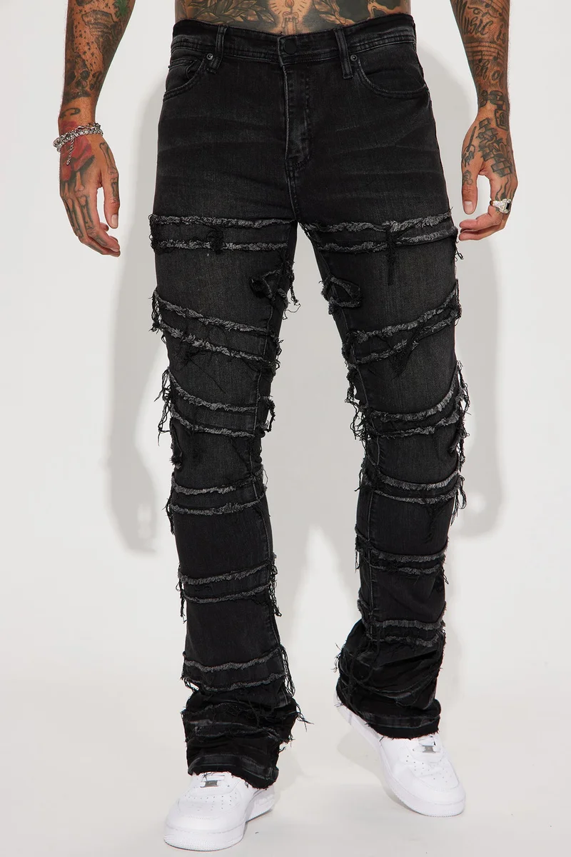 Image of About Fray Stacked Skinny Flare Jeans - Black Wash