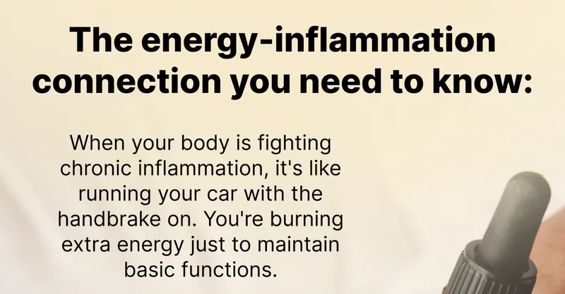 The energy-inflammation connection you need to know: When your body is fighting chronic inflammation, it's like running your car with the handbrake on. You're burning extra energy just to maintain basic functions.