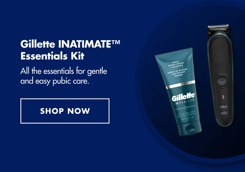 Gillette INATIMATE™ Essentials Kit. All the essentials for gentle and easy pubic care.
