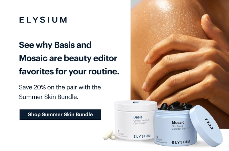 ELYSIUM | See why Basis and Mosaic are beauty editor favorites for your routine. | Save 20% on the pair with the Summer Skin Bundle. | Shop Summer Skin Bundle