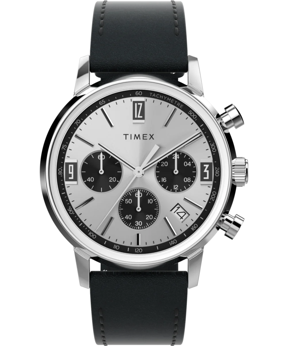 Image of Marlin® Chronograph Tachymeter 40mm Leather Strap Watch