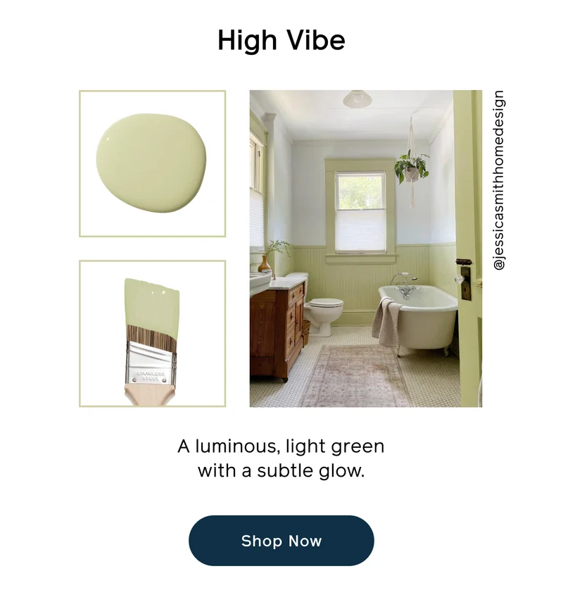High Vibe. A luminous, light green with a subtle glow. Shop Now