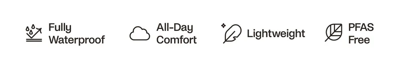 Fully Waterproof. All-Day Comfort. Lightweight. PFAS Free