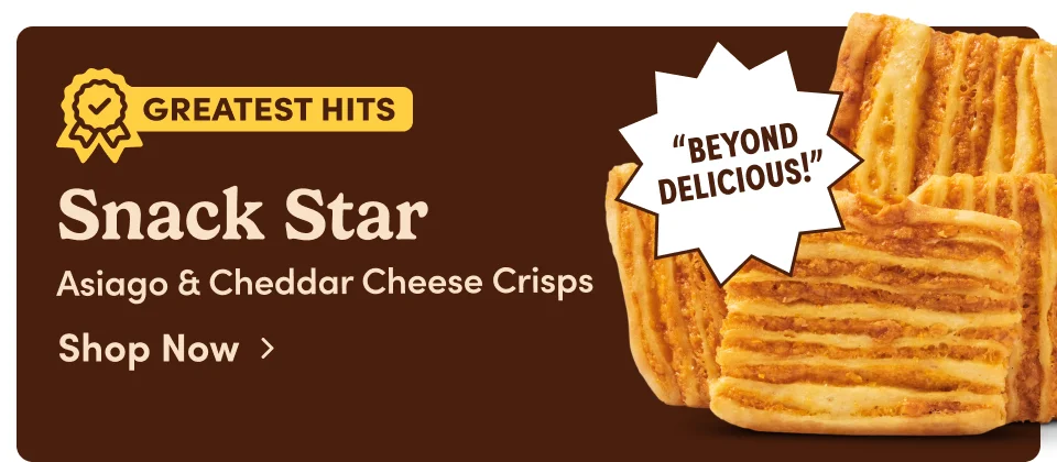 Snack Star. Asiago & Cheddar Cheese Crisps