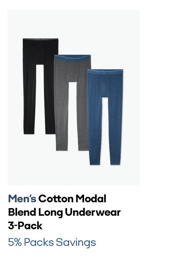 Men's Cotton Modal Blend Long Underwear 3-Pack | 5% Packs Savings