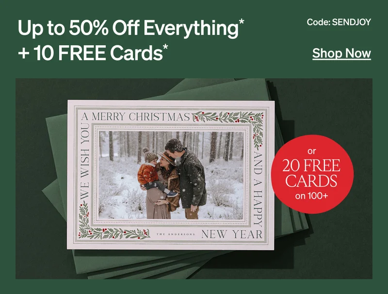 Up to 50% Off Everything + 10 Free Cards