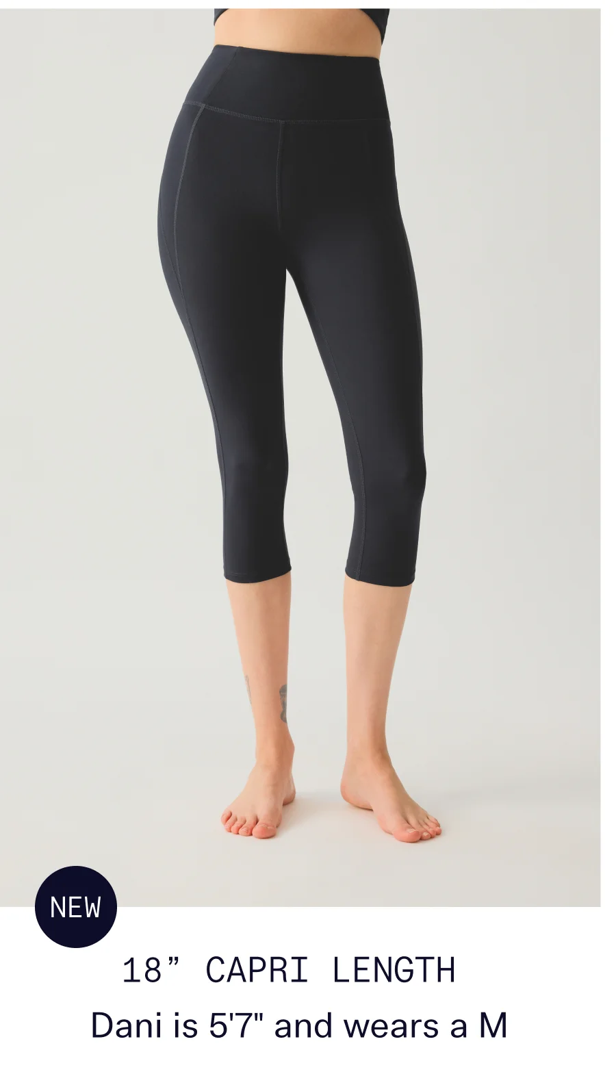 18” (New!) Capri length  |  Dani is 5'7" and wears a M