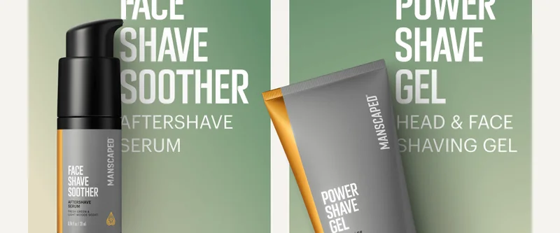 Face Shave Soother Aftershave Serum & Power Shave Gel Head & Face Shaving Gel
