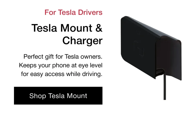 For Tesla Drivers Tesla Mount & Charger Perfect gift for Tesla owners. Keeps your phone at eye level for easy access while driving.