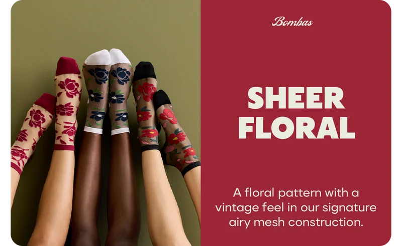 Bombas | SHEER FLORAL | A floral pattern with a vintage feel in our signature airy mesh construction.