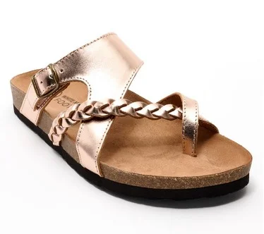White Mountain Leather Toe-Post Slide Sandals- Handpick
