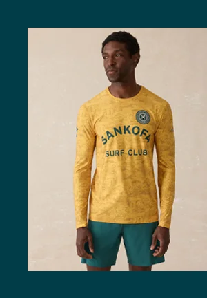 Surf Ghana Long Sleeve Rash Guard - Beach House Gold