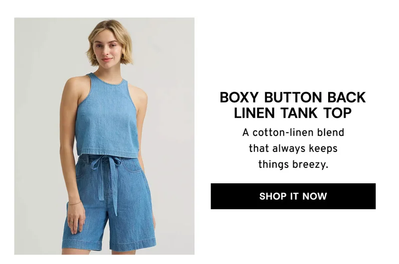 Boxy Button Back Linen Tank Top SHOP IT NOW