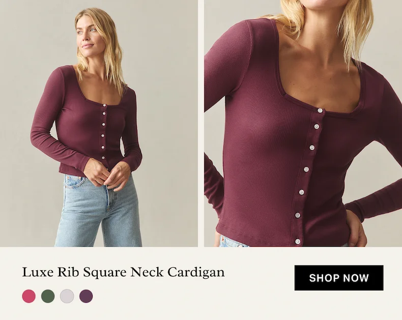 Luxe Rib Square Neck Cardigan