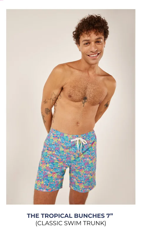 Classic Swim Trunks: The Tropical Bunches 7"