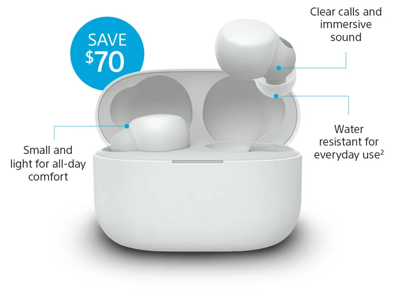 Clear calls and immersive sound | Small and light for all-day comfort | Water resistant for everyday use²