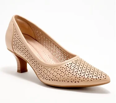 Clarks Collection Leather Perforated Heel-Kepley Sky