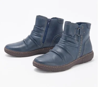 Clarks Collection Leather Ruched Ankle Boots - Caroline Orchid