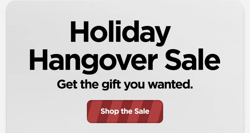 Holiday Hangover Sale. Get the gift you wanted. Shop the Sale.