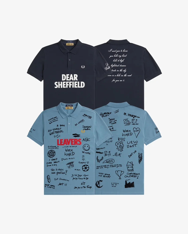 A flat lay image of both Corbin Shaw x Fred Perry collaboration polos