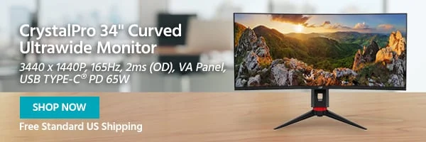 CrystalPro 34" Curved Ultrawide Monitor