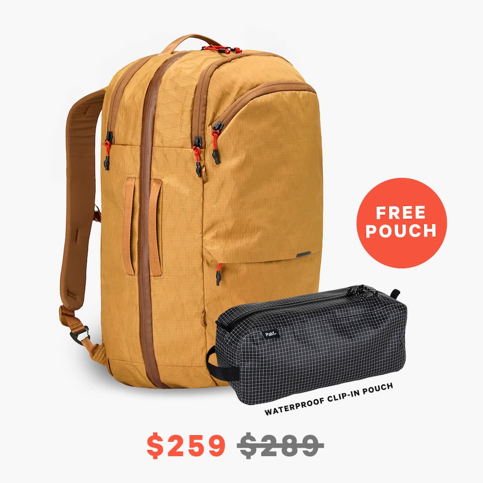 Buy an Aero Travel Backpack, Get a Waterproof Pouch on us