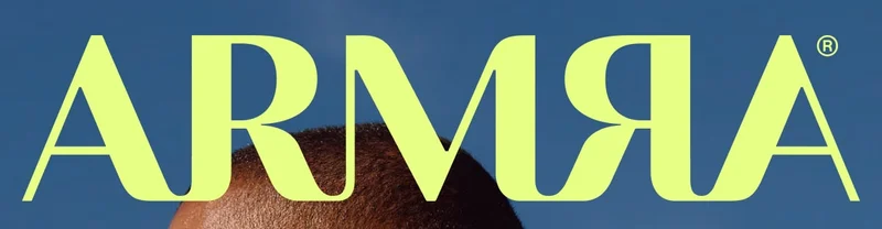 ARMRA logo in bright green against a blue sky background.