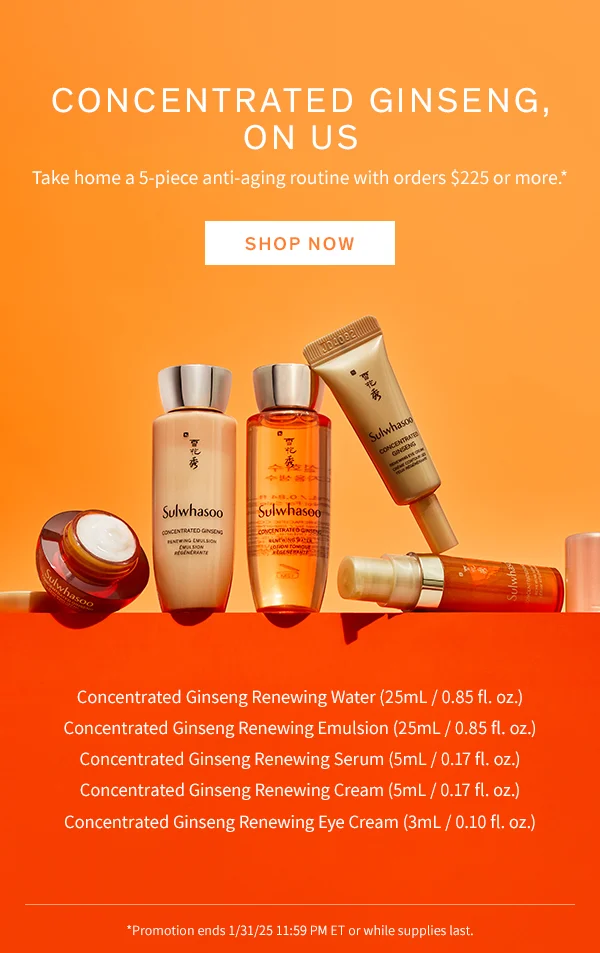 5-piece Ginseng skincare routine with $225+ purchase