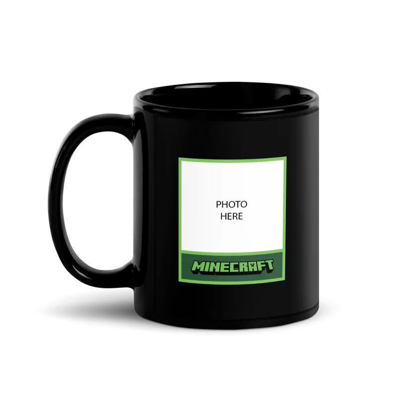 Image of Minecraft Personalized Photo Black Mug Creeper