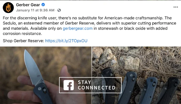 Gerber gear Facebook images with brand post Gerber gear Facebook images with brand post