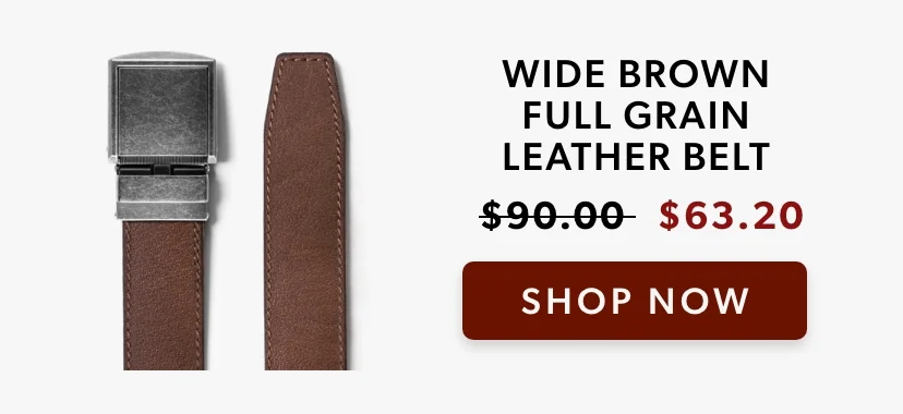 Wide Brown Full Grain Leather Belt