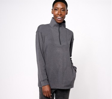 Isaac Mizrahi Live! Soho Plush Knit Half Zip Up Pullover