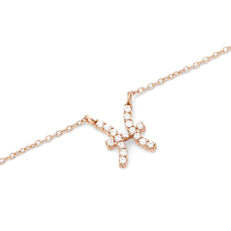Image of Crystal Zodiac Chain Necklace Rose Gold