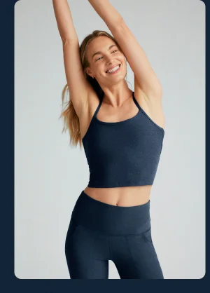 Spacedye Slim Racerback Cropped Tank in Nocturnal Navy