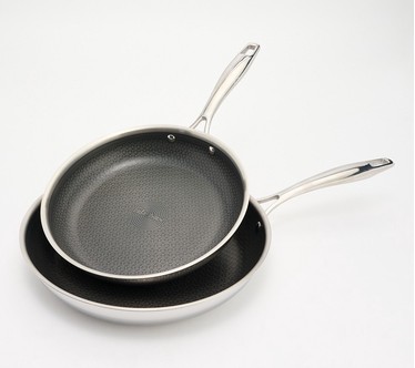 Fabio Viviani 2-Pc Tri-Ply S/S Ceramic Nonstick Etched Fry Pans