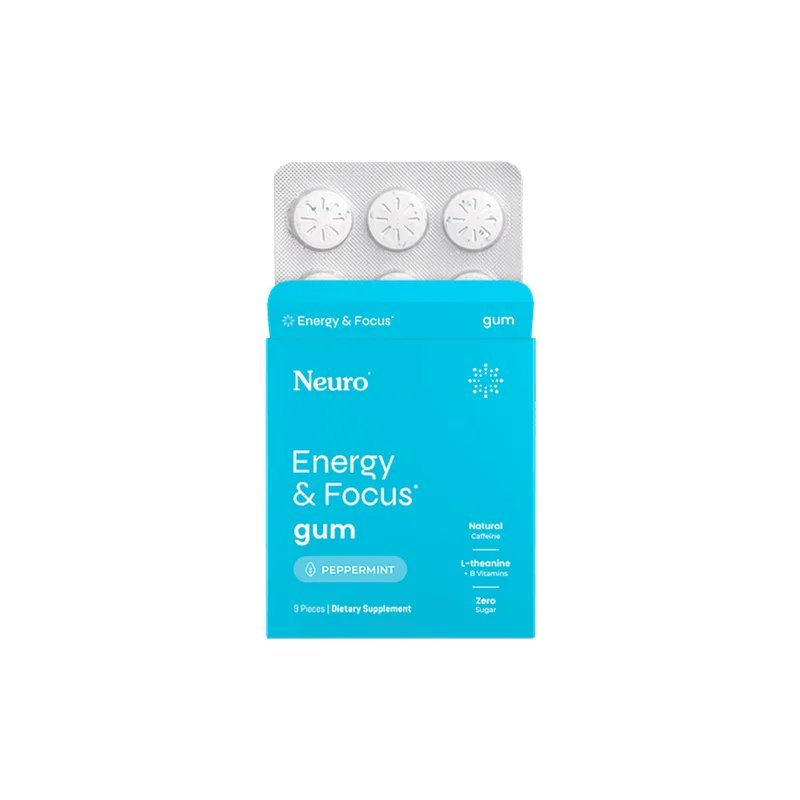 Gum, Energy & Focus, Peppermint, 9 Ct