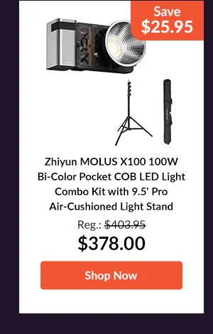 Zhiyun MOLUS X100 100W Bi-Color Pocket COB LED Light Combo Kit   with 9.5' Pro Air-Cushioned Light Stand