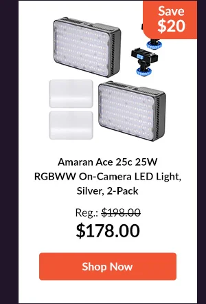 Amaran Ace 25c 25W RGBWW On-Camera LED Light, Silver, 2-Pack