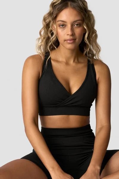 Image of Soft Seamless Adjustable Sports Bra Black