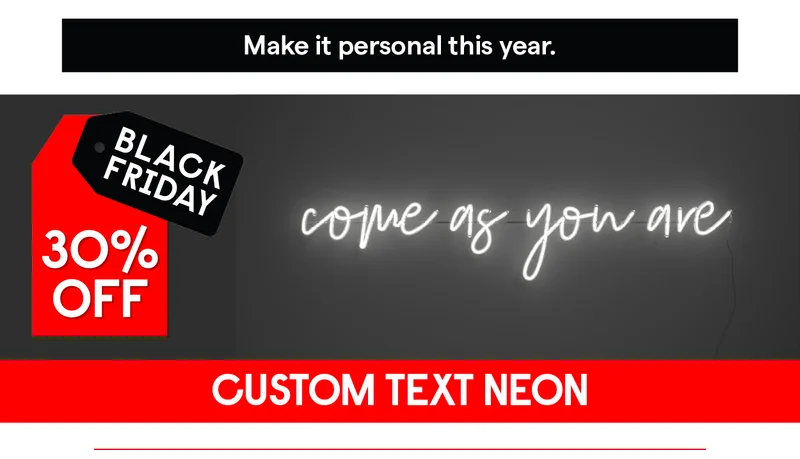 30% Off Custom Text Neons