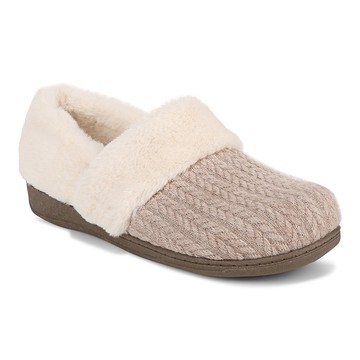 Vionic Cable Knit Faux Fur Slippers - Endear