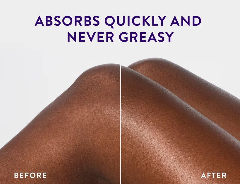 Absorbs quickly and never greasy. Before and After