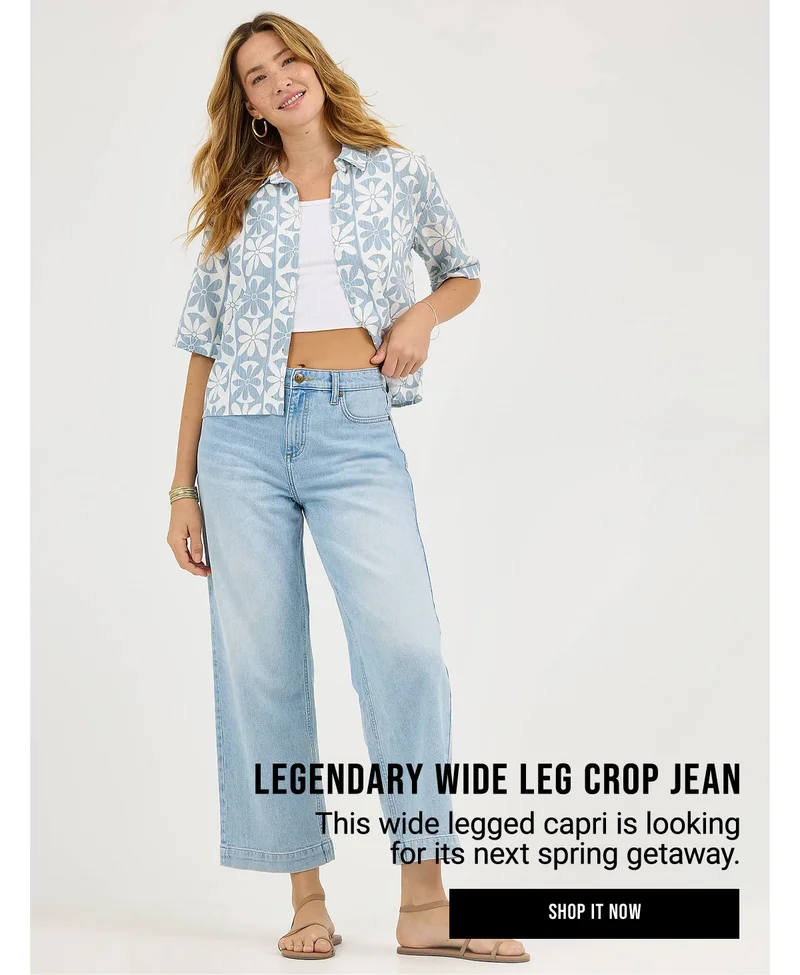 Legendary Wide Leg Crop Jean This wide legged capri is looking  for its next spring getaway. Shop it Now