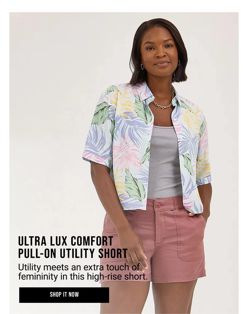 Ultra Lux Comfort  Pull-On Utility Short Utility meets an extra touch of  femininity in this high-rise short. Shop it Now