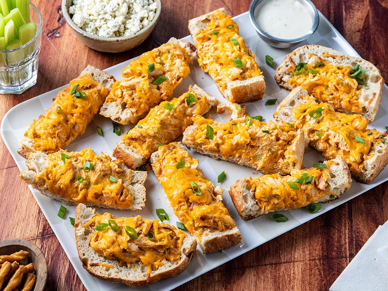 Cheesy Buffalo Chicken Stuffed French Bread