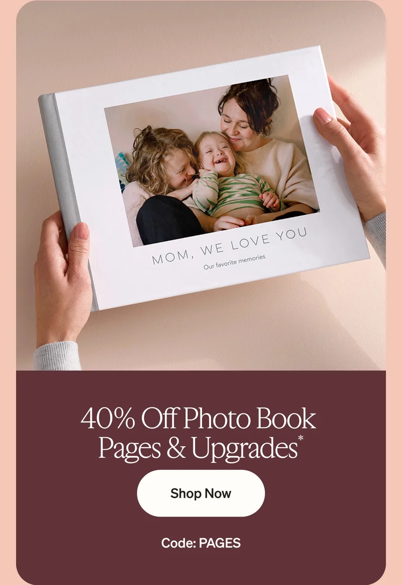 Free Shipping (No Min) + Up to 40% Off Almost Everything, 40% Off Photo Book Pages & Upgrades