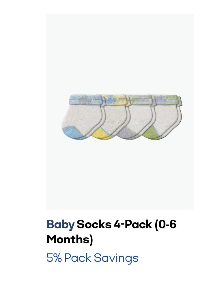 Baby Socks 4-Pack (0-6 Months) 5% Pack Savings
