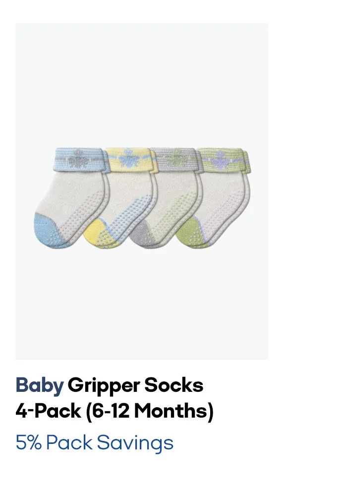 Baby Gripper Socks 4-Pack (6-12 Months) 5% Pack Savings
