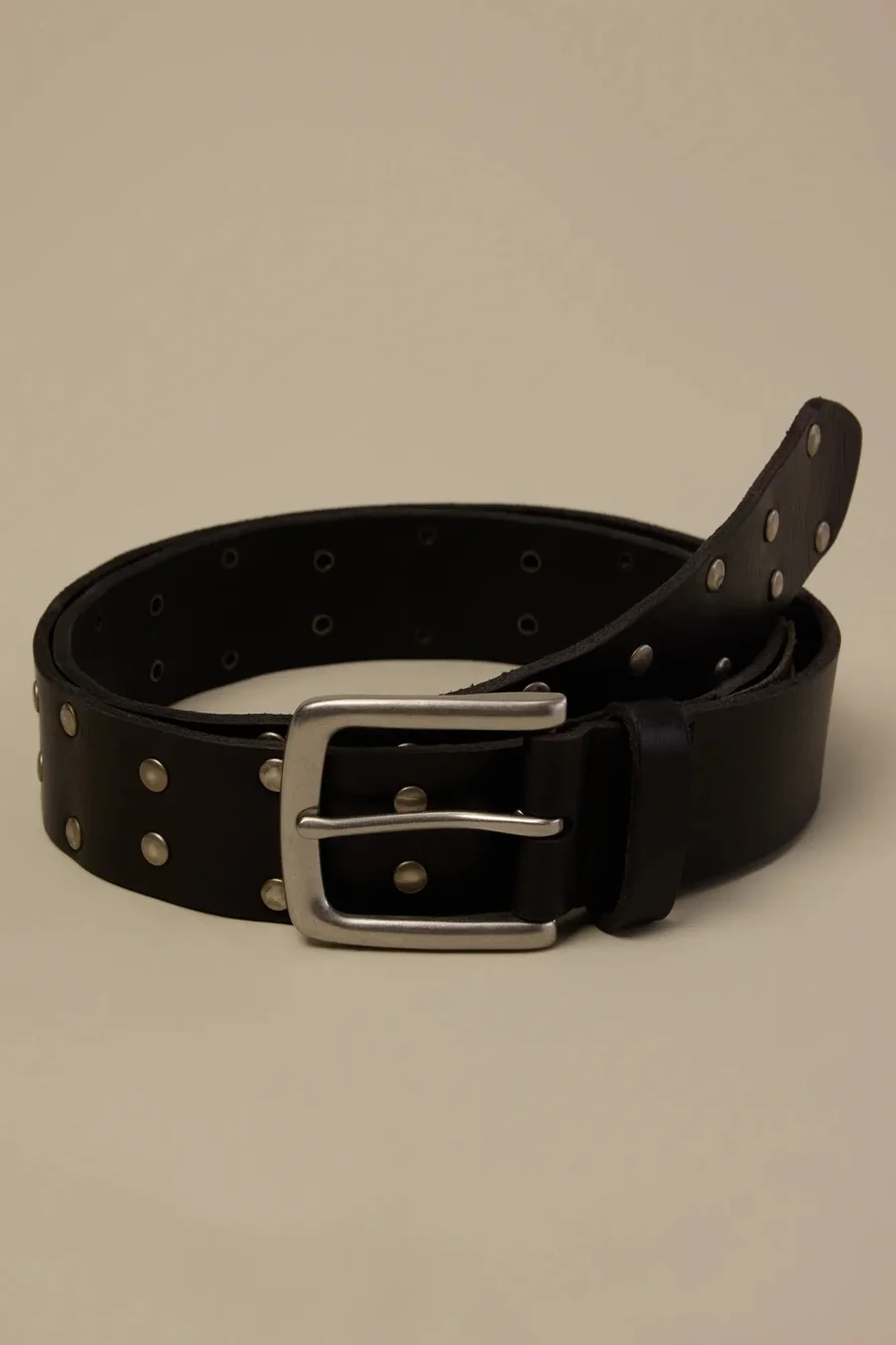 Image of Lucky Brand Leather Studd Belt - Men's Accessories Belts in Black